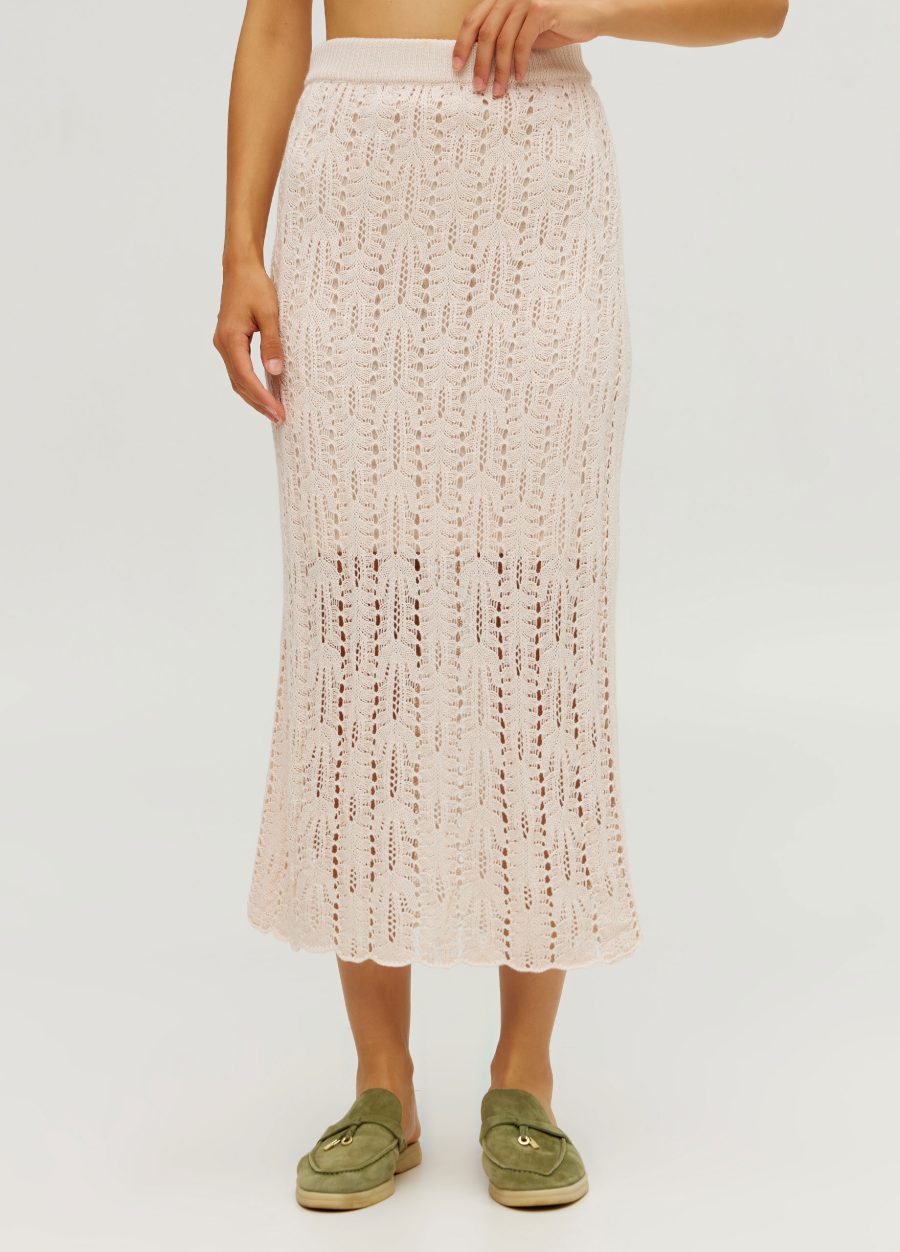 CREAM MIDI SKIRT with openwork pattern 5101-Collections_Fall-Winter_1