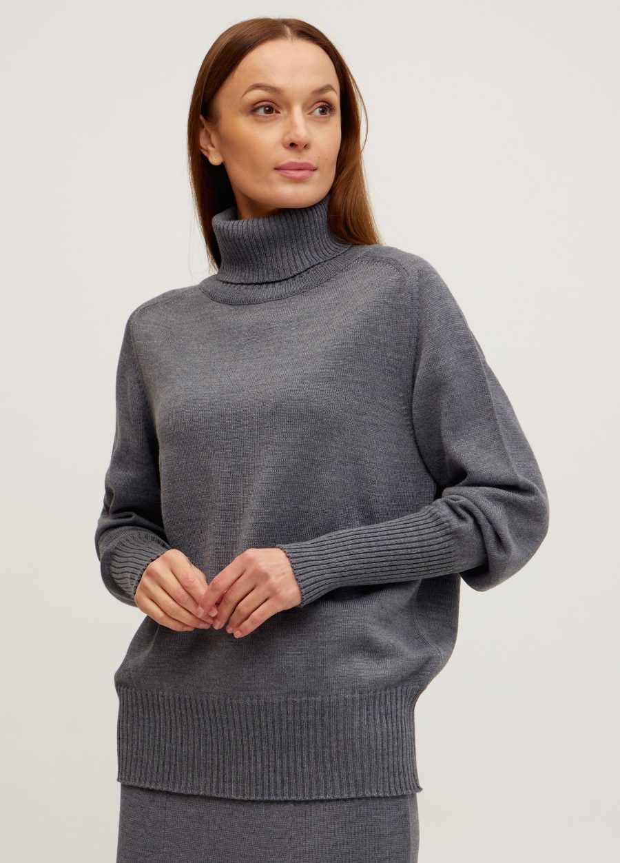 JUMPER DARK GRAY semi-woolen with high collar 1077-Collections_Fall-Winter_3