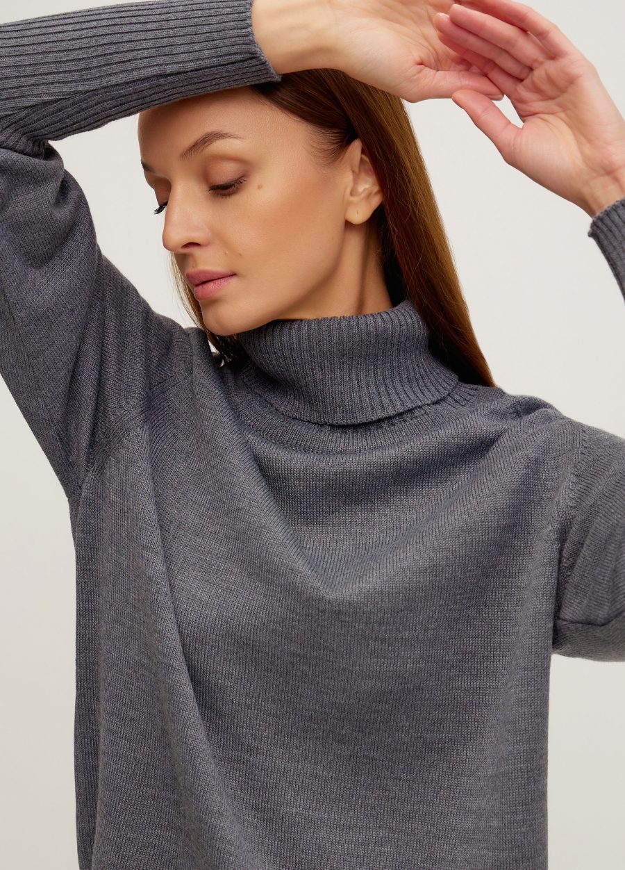 JUMPER DARK GRAY semi-woolen with high collar 1077-Collections_Fall-Winter_2