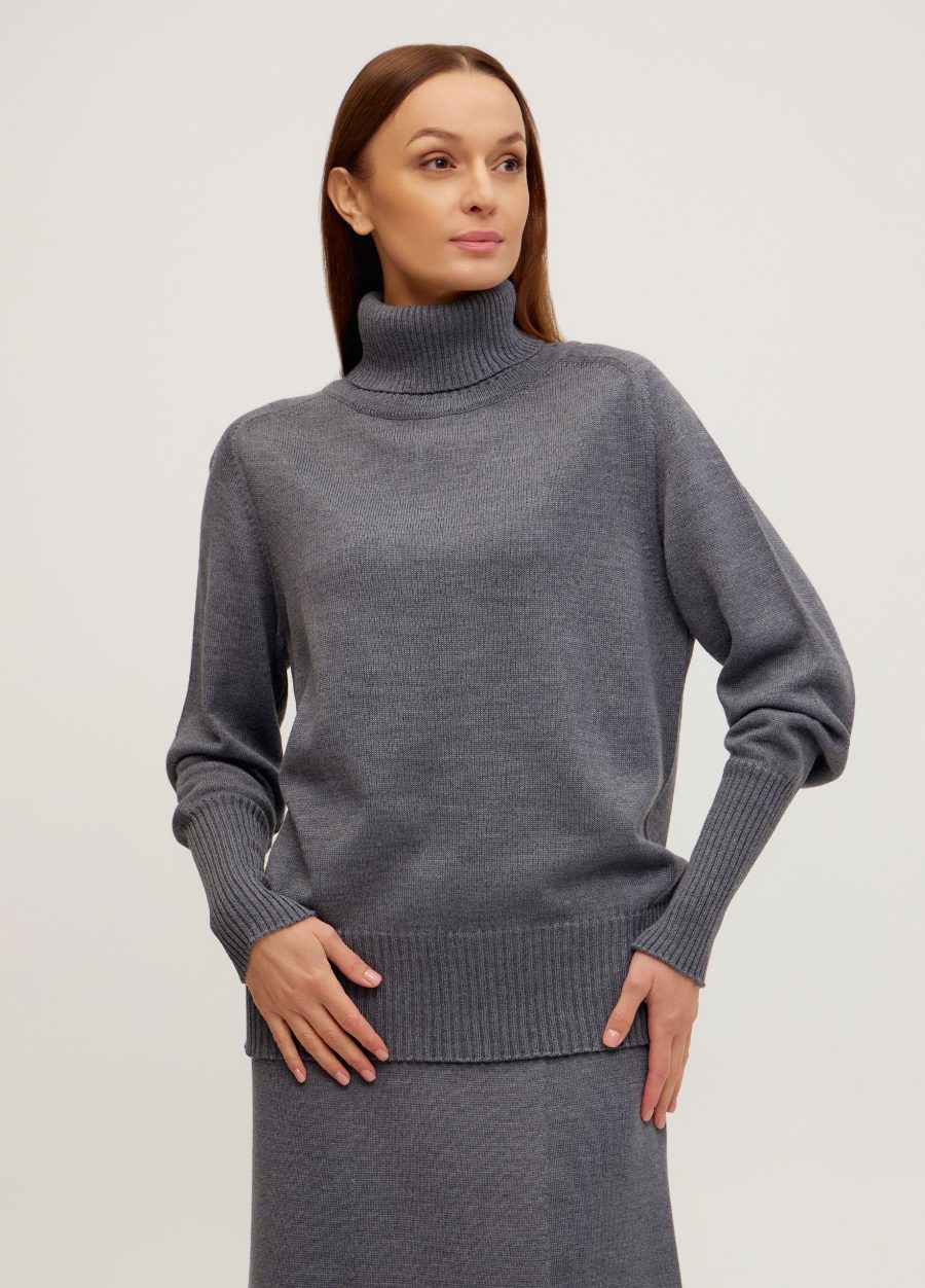 JUMPER DARK GRAY semi-woolen with high collar 1077-Collections_Fall-Winter_1