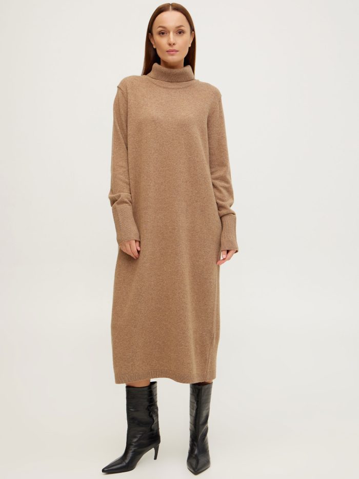 DRESS MOCHA midi warm semi-wool 4107