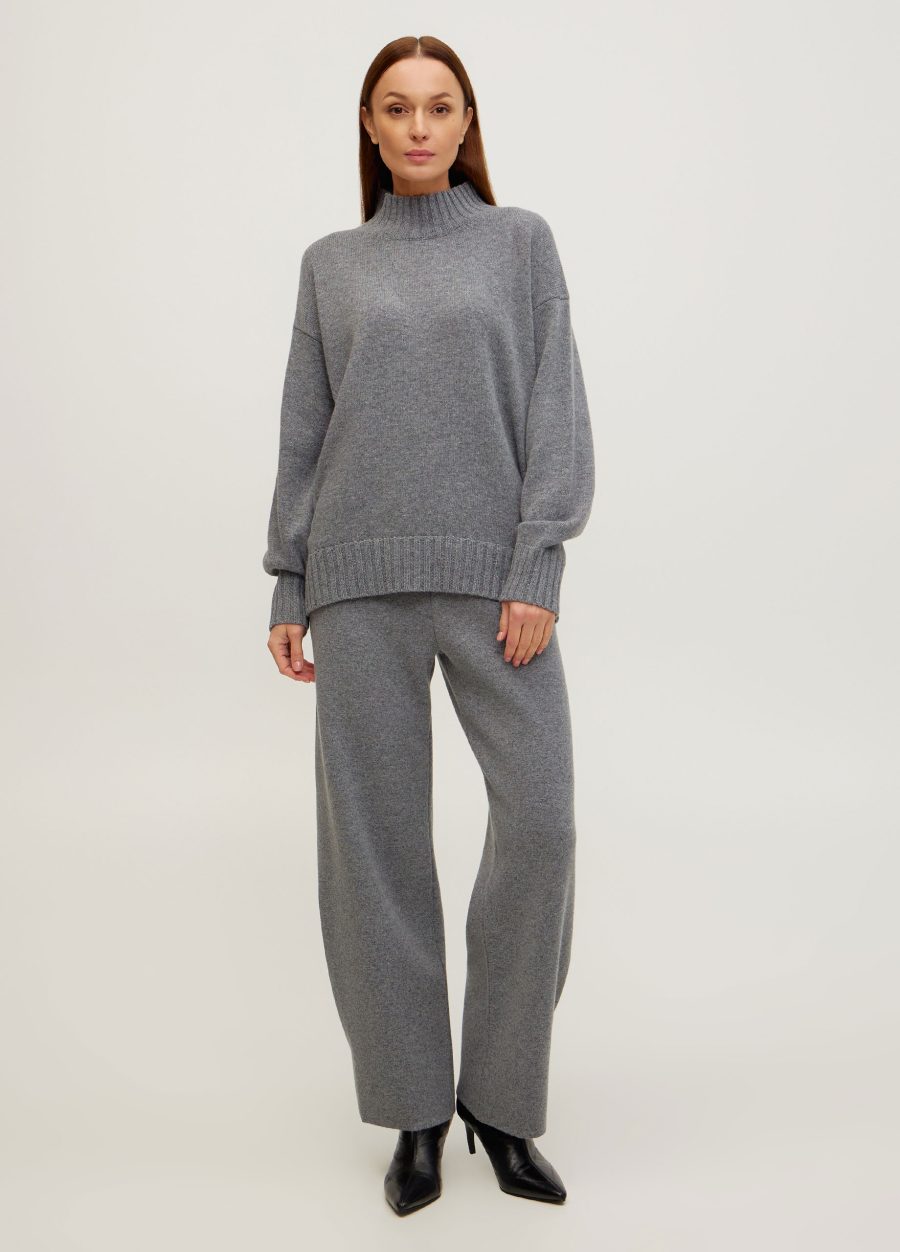 TROUSERS GREY knit lamb's wool pants pinched hem 5119-Collections_Fall-Winter_5