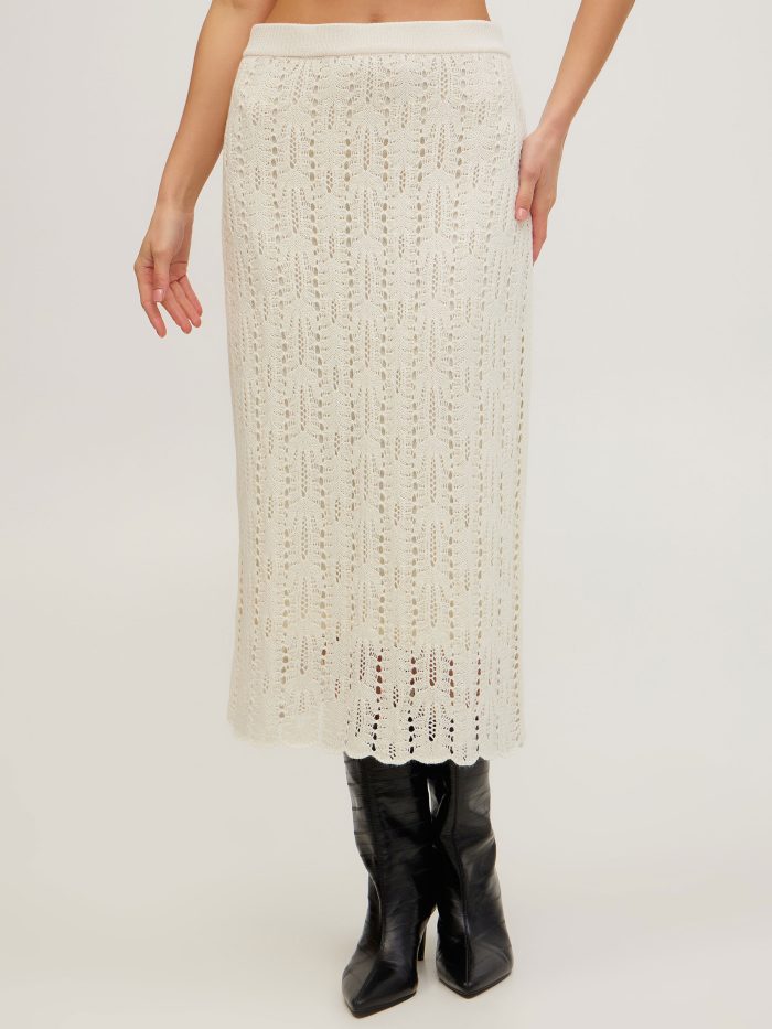 SKIRT MILK midi with openwork pattern 5101