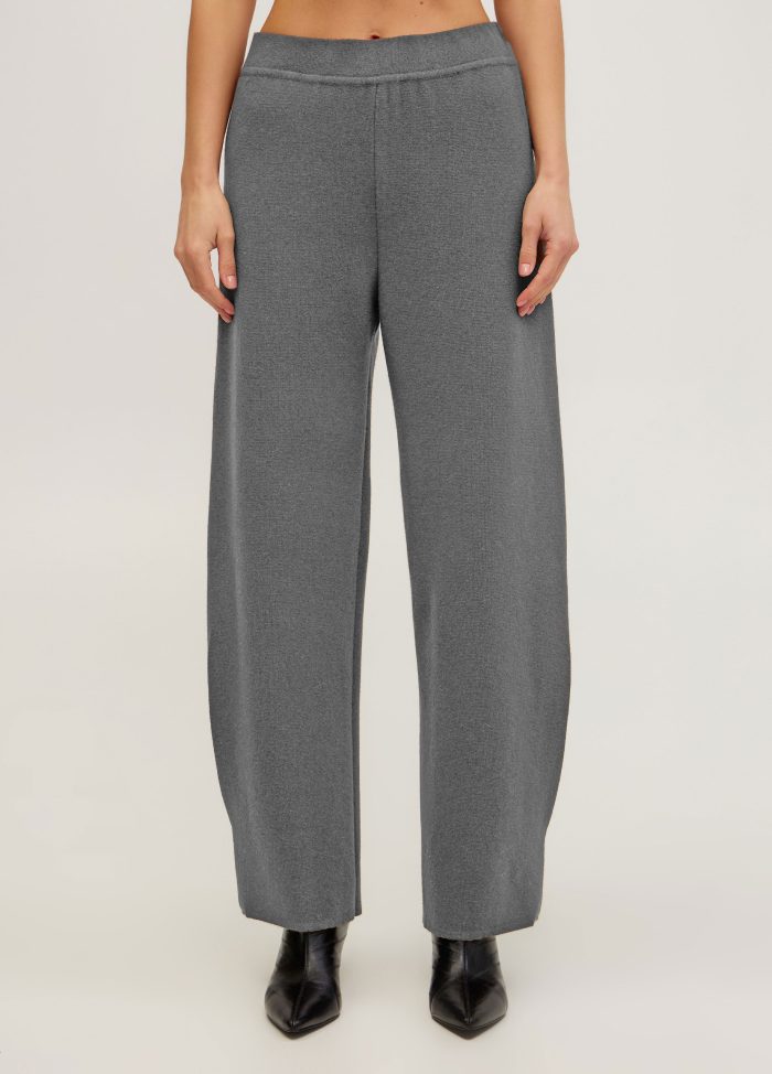 TROUSERS GREY knit lamb's wool pants pinched hem 5119