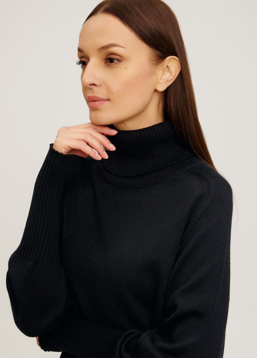 BLACK JUMPER merino-blend with a high collar 1077-Collections_Fall-Winter_2