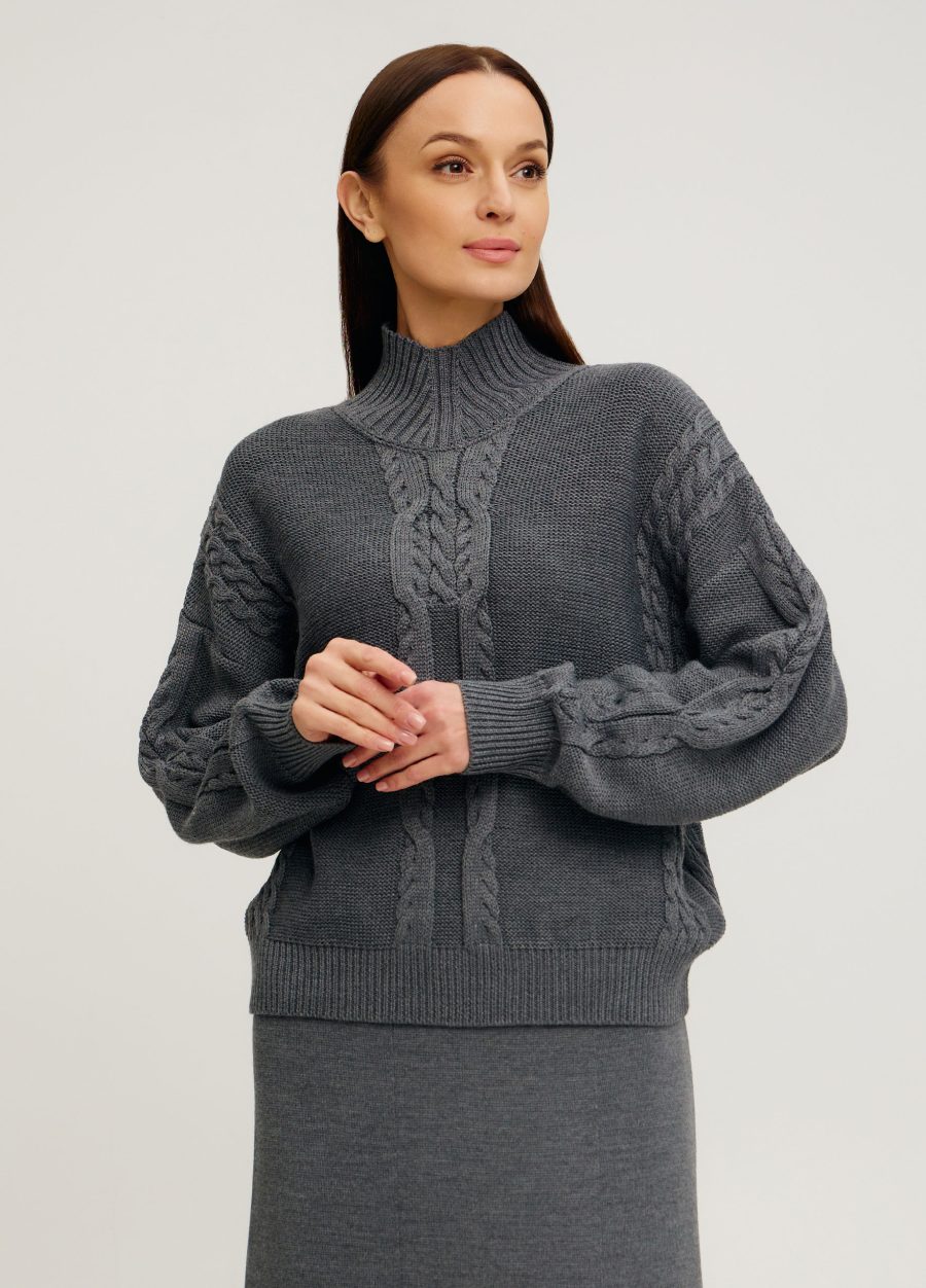 SWEATER GREY braided merino wool 1113-Collections_Fall-Winter_3