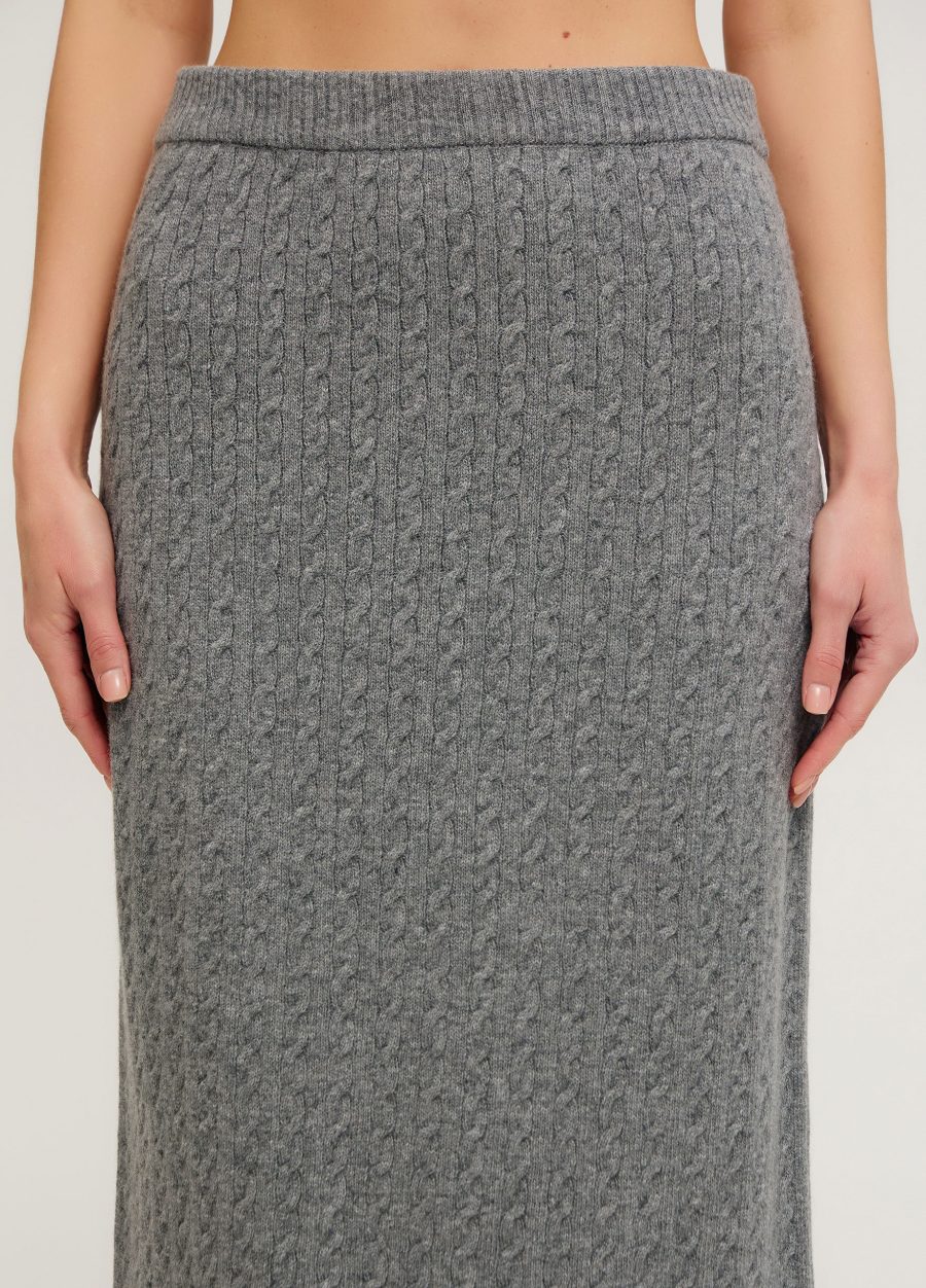 SKIRT DARK GREY midi braided wool 4078-Collections_Fall-Winter_2