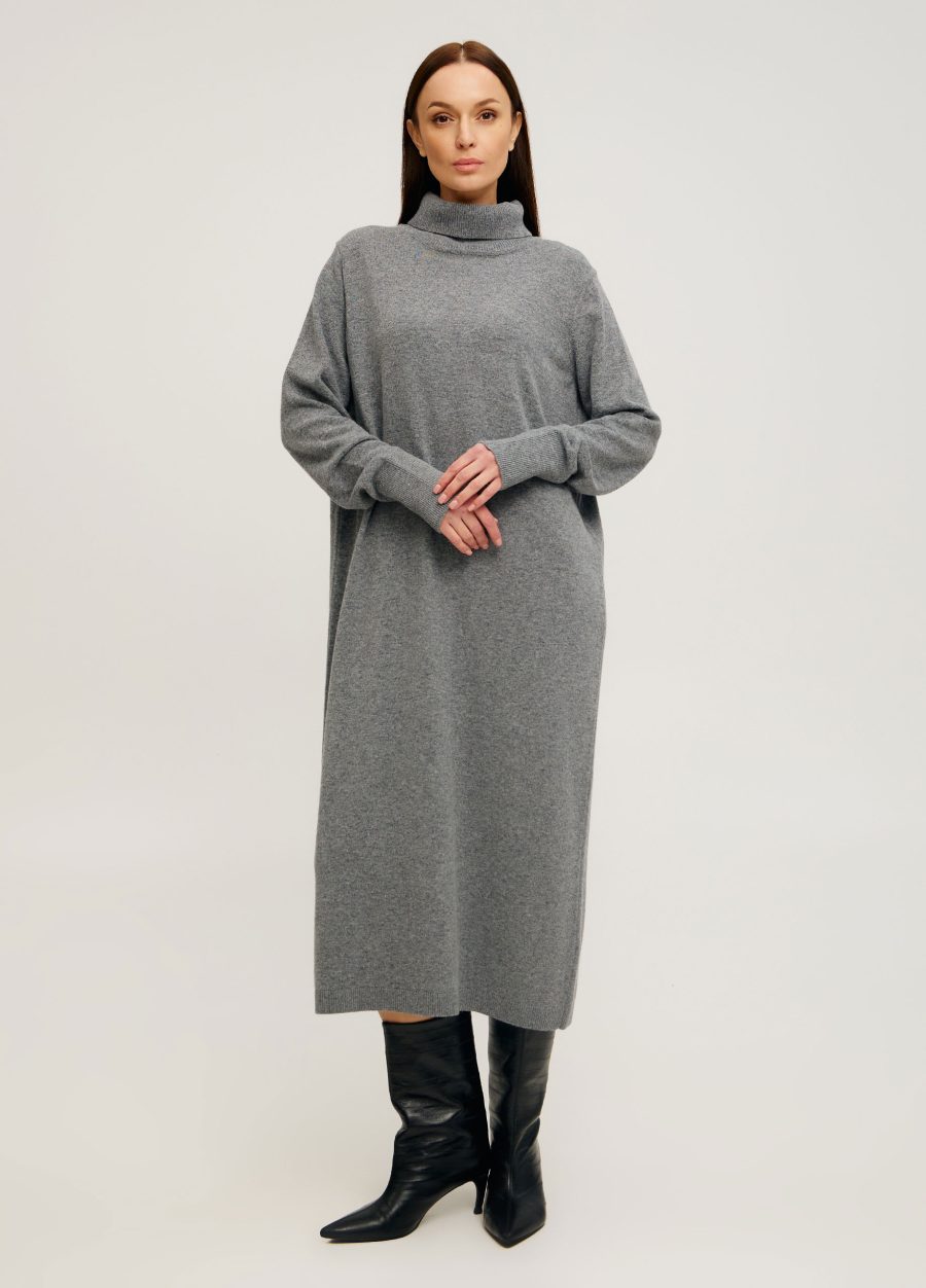 DRESS DARK GREY warm winter lamb's wool 4107-Collections_Dresses_3