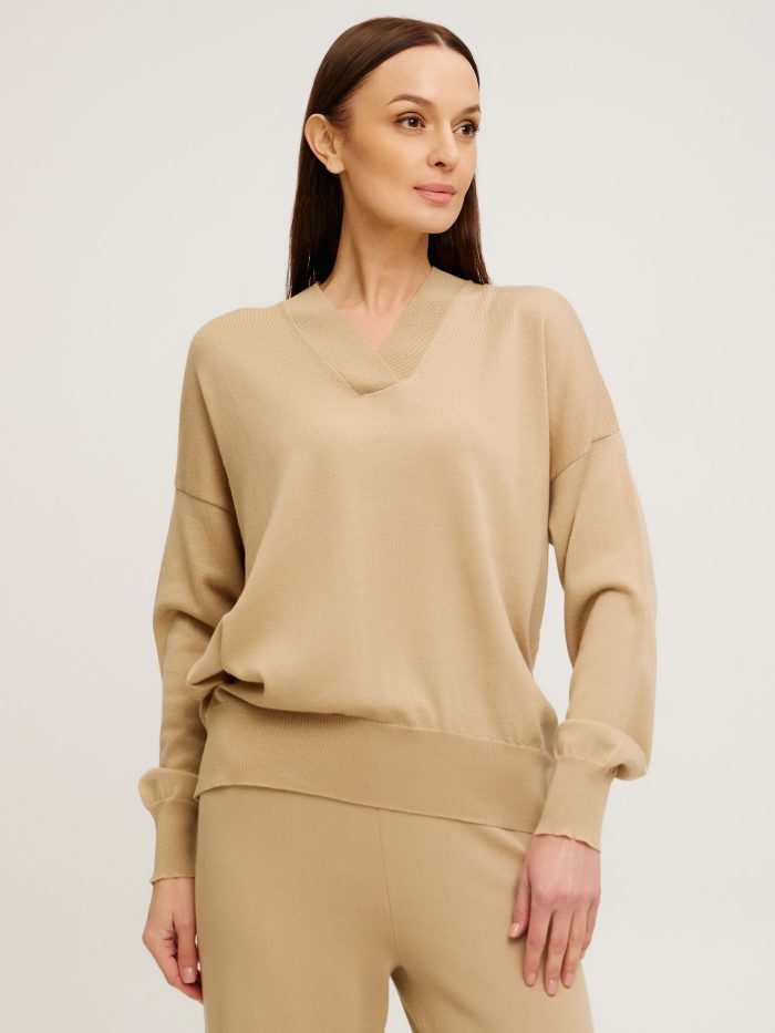 JUMPER BEIGE made of 100% merino wool 5102