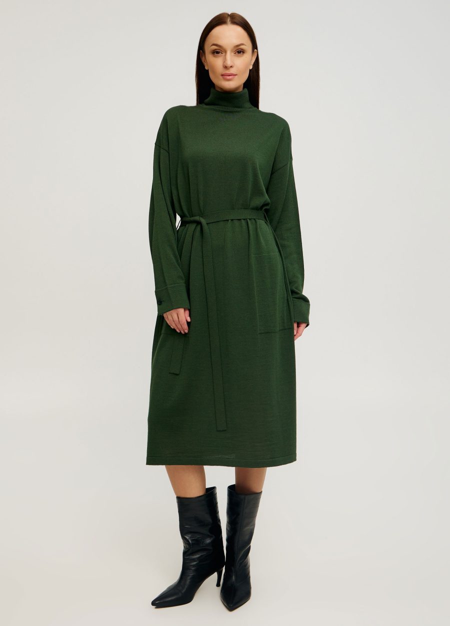 GREEN DRESS with pockets and belt 4109-Collections_Dresses_3