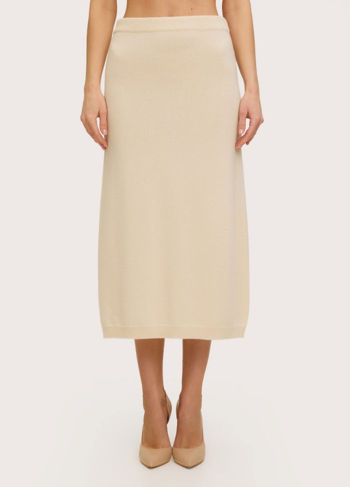 SKIRT CREAM straight cut cashmere 5132