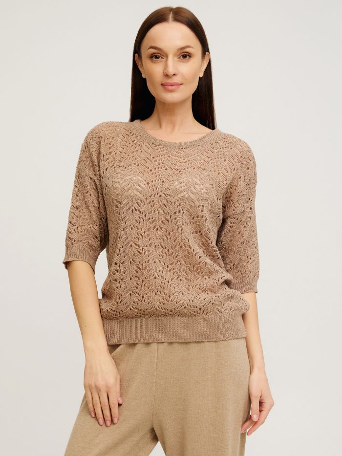 JUMPER MOCHA openwork made of wool 5136