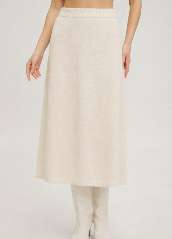 SKIRT MILK 100% lambswool MIDI 5138