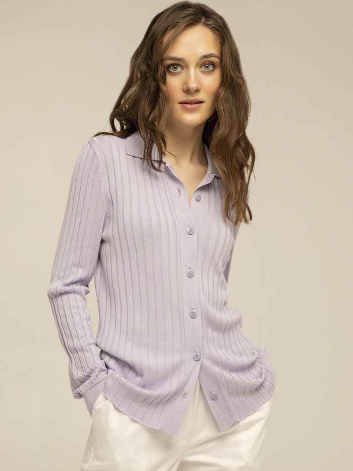 JUMPER LILAC polo with ribbing 1029