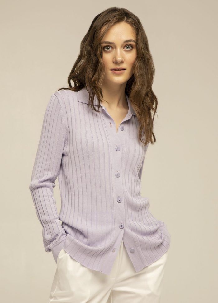 JUMPER LILAC polo with ribbing 1029