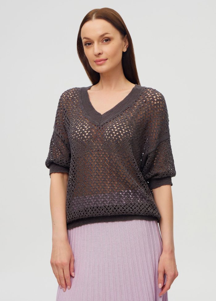 JUMPER GREY with linen 3076