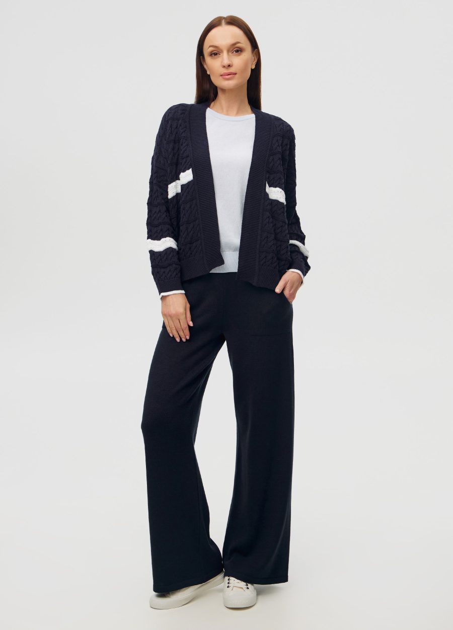 JACKET BLUE navy without fastener made of semi-cotton 6003-Collections_Jackets & Cardigans_5