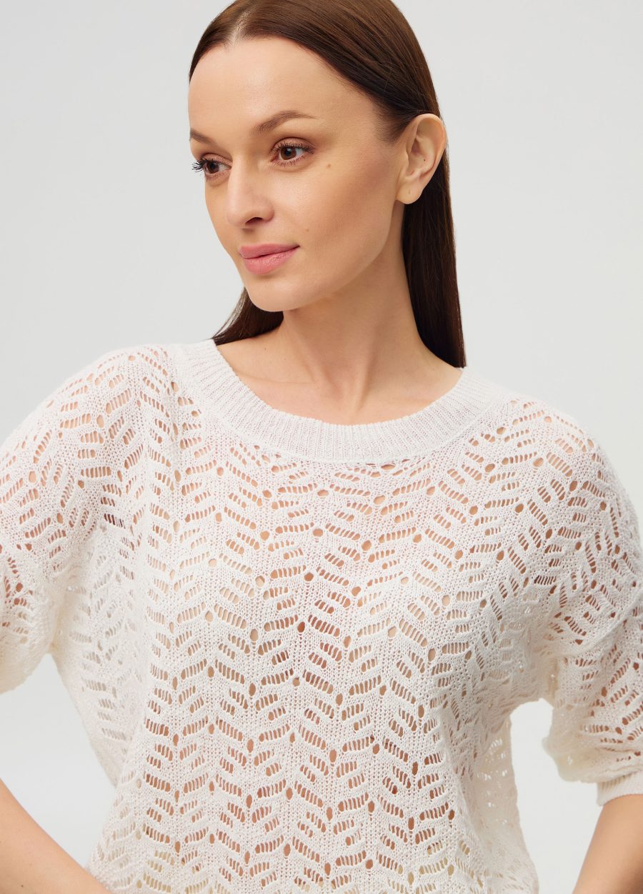 JUMPER WHITE summer openwork with short sleeves 5089-Collections_Ready to Wear_2