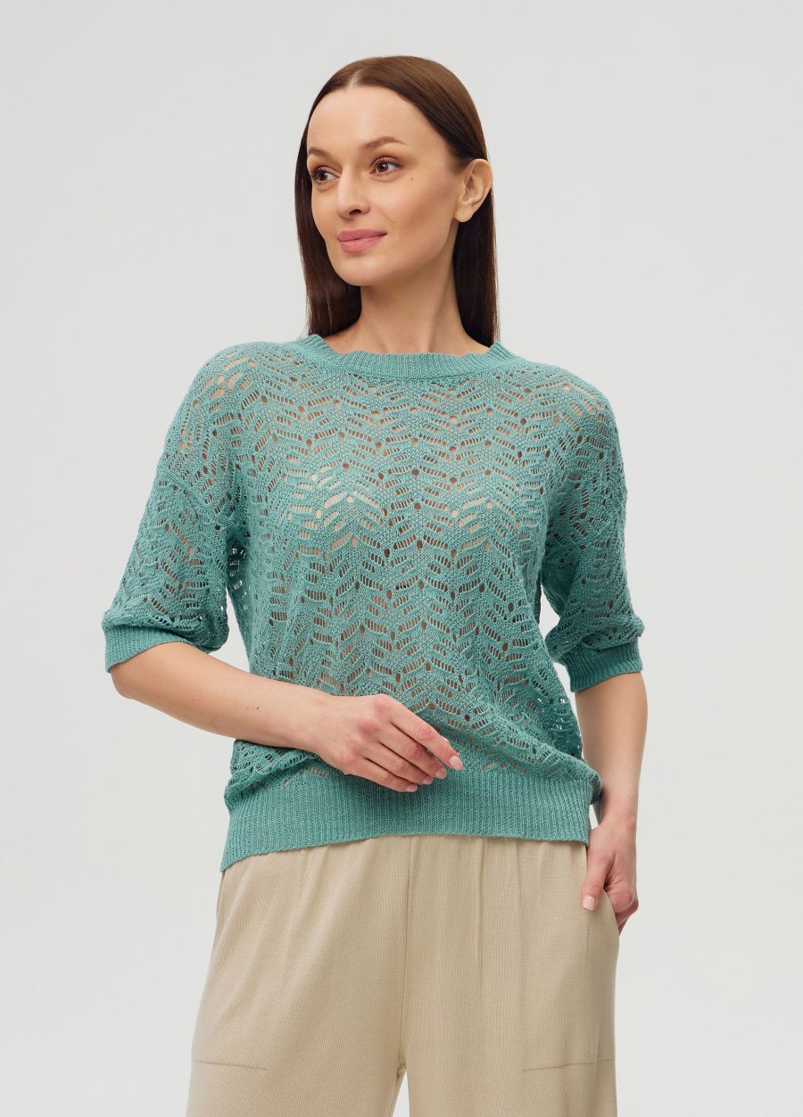 JUMPER GREEN summer openwork with short sleeves 5089-Collections_Ready to Wear_1