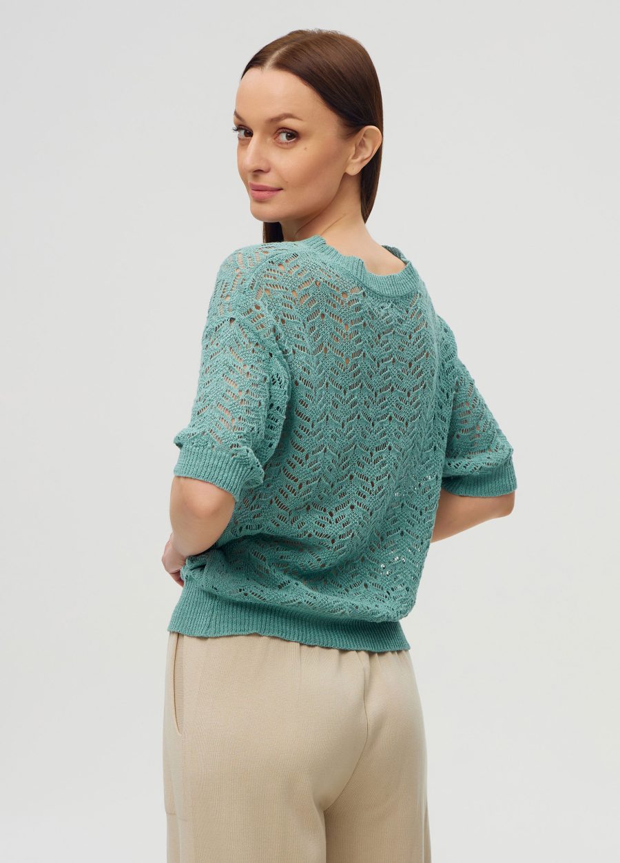 JUMPER GREEN summer openwork with short sleeves 5089-Collections_Ready to Wear_3
