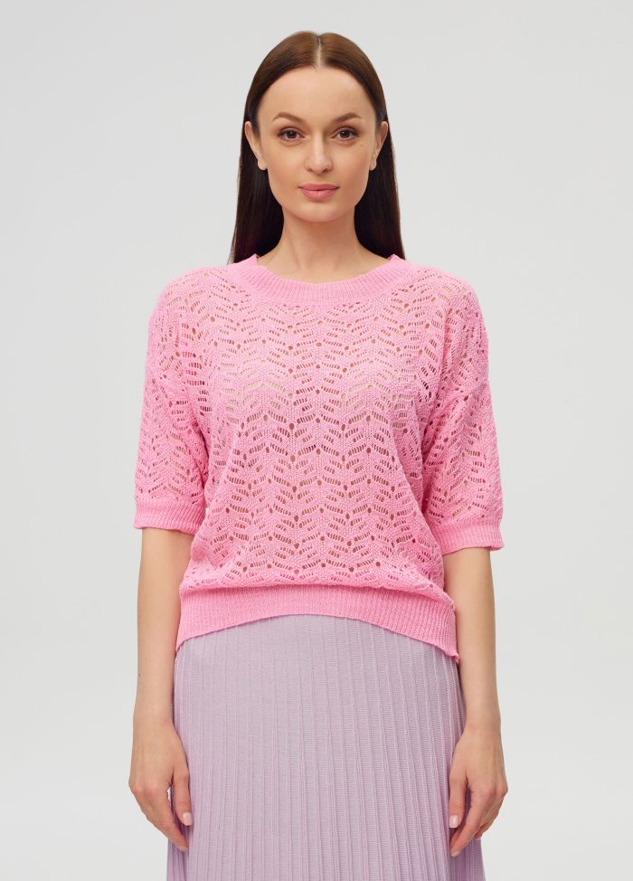 JUMPER PINK summer openwork with short sleeves 5089