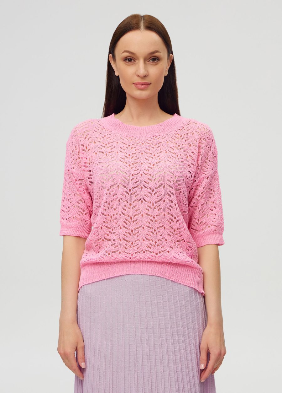 JUMPER PINK summer openwork with short sleeves 5089-Collections_Ready to Wear_1