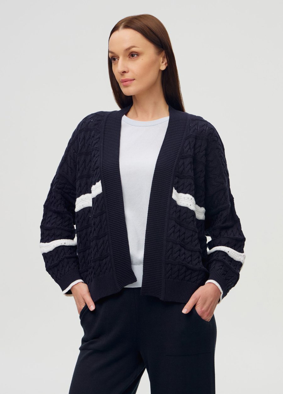 JACKET BLUE navy without fastener made of semi-cotton 6003-Collections_Jackets & Cardigans_6