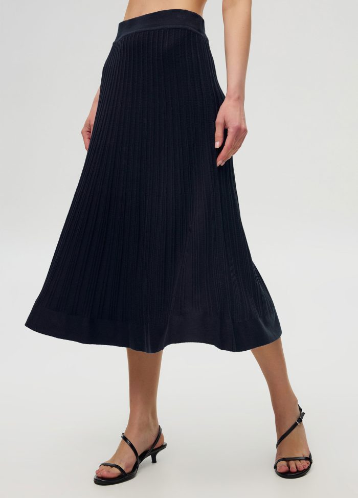 SKIRT BLUE navy cotton A silhouette 6006