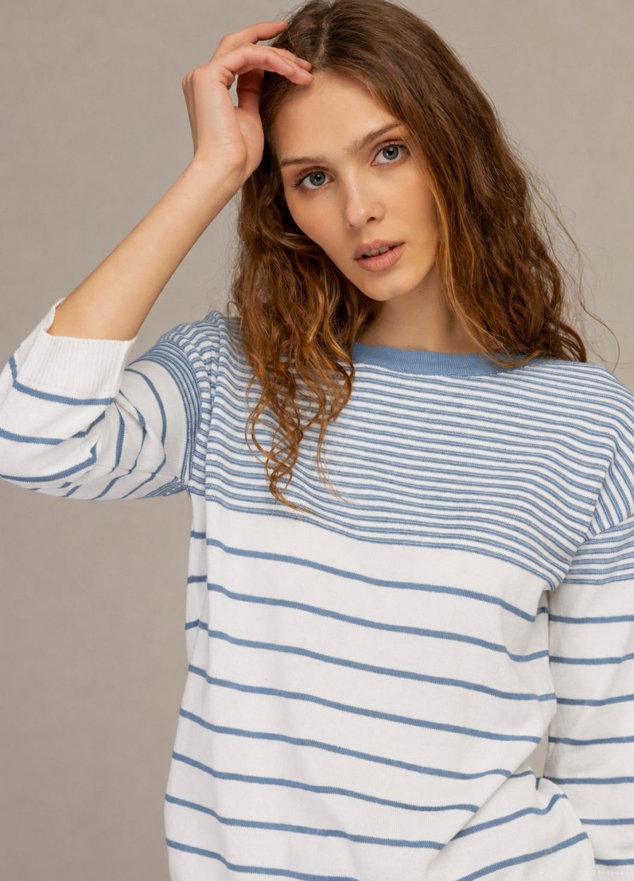 JUMPER WHITE with blue stripes 0001-Ready to Wear_Spring-Summer_1