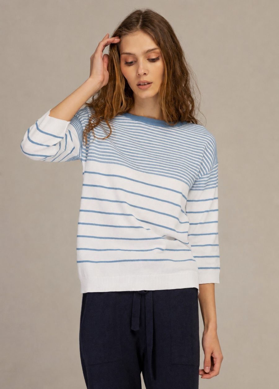 JUMPER WHITE with blue stripes 0001-Ready to Wear_Spring-Summer_2