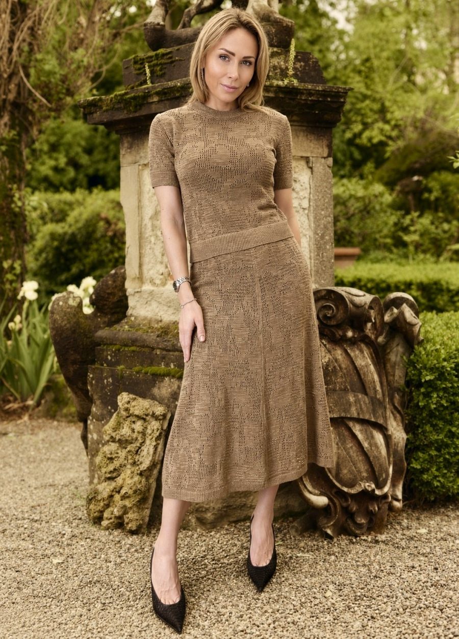 SKIRT BROWN openwork cotton-linen 6022-Collections_Ready to Wear_2