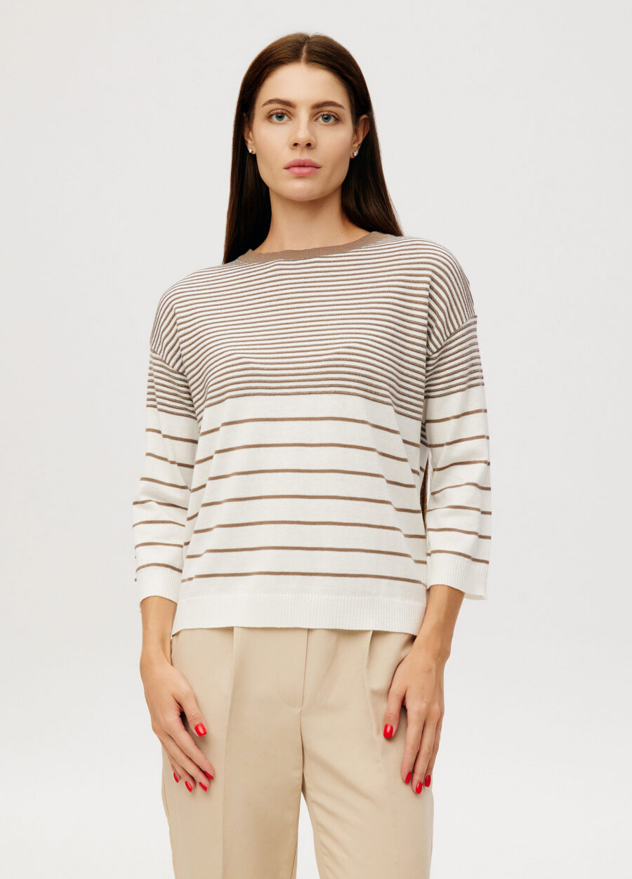 JUMPER WHITE with beige stripes 0001-Collections_Ready to Wear_1