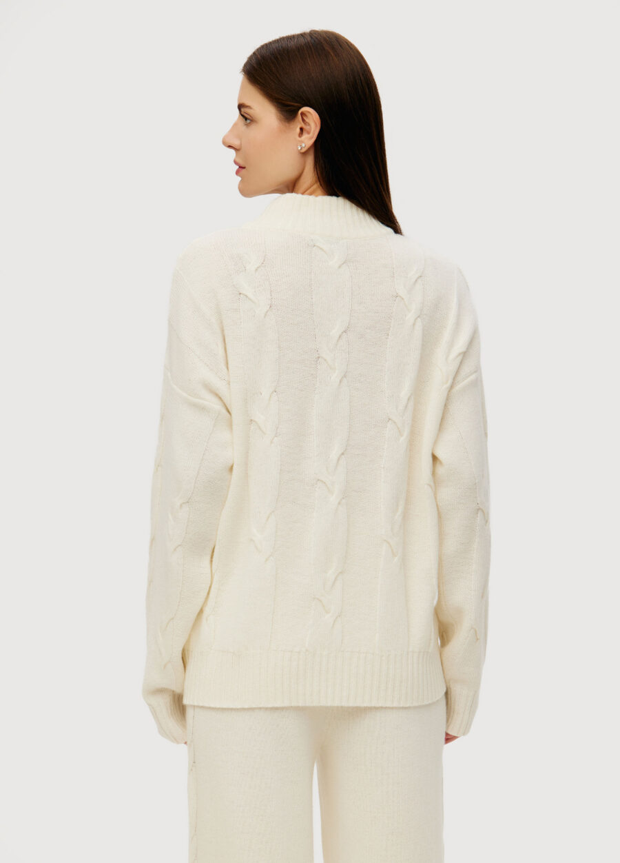 JUMPER MILK women's elongated high neck cable knit 4135-Collections_Fall-Winter_4