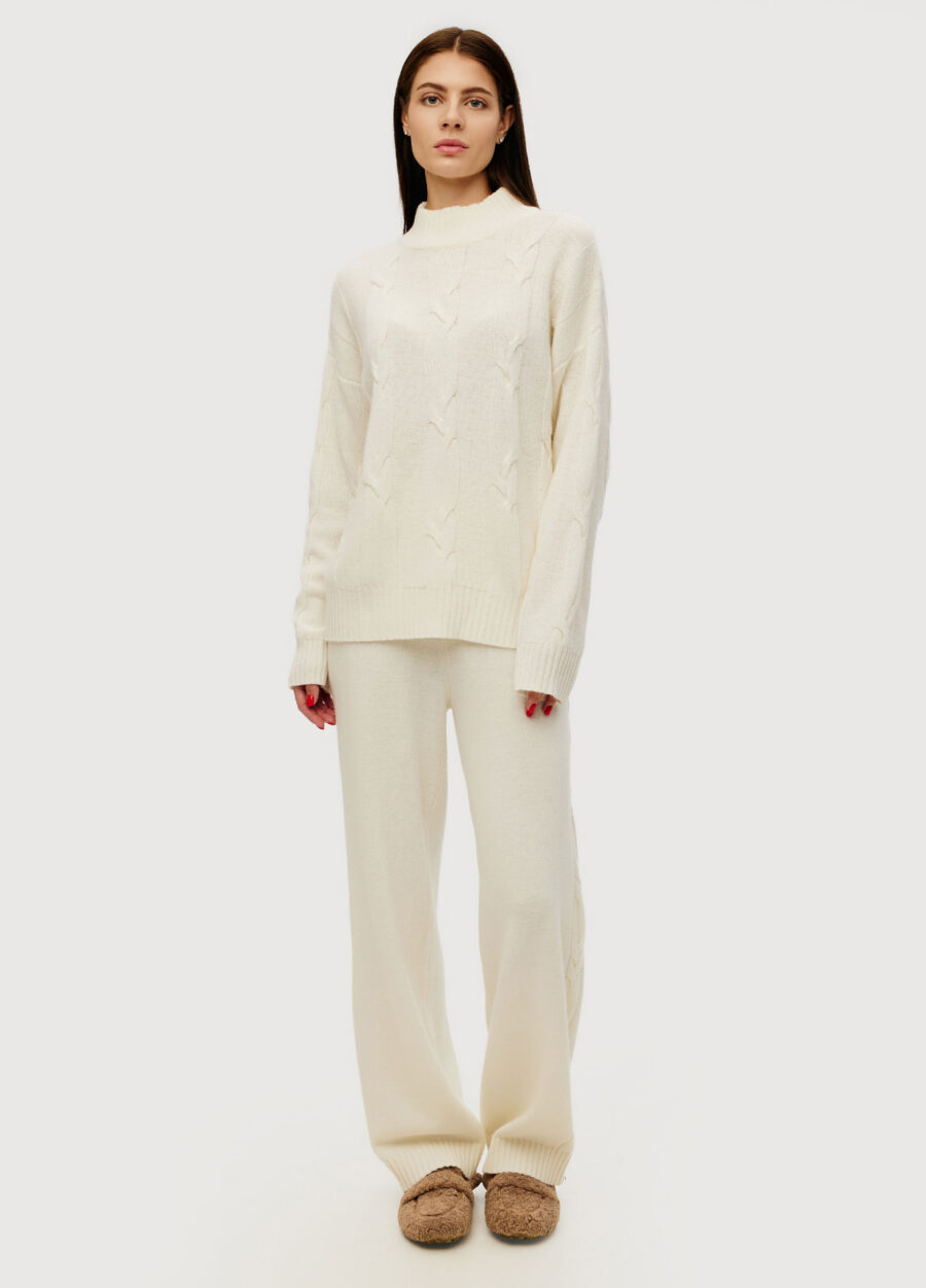 TROUSERS MILK knit ribbed cable 6049-Collections_Fall-Winter_5