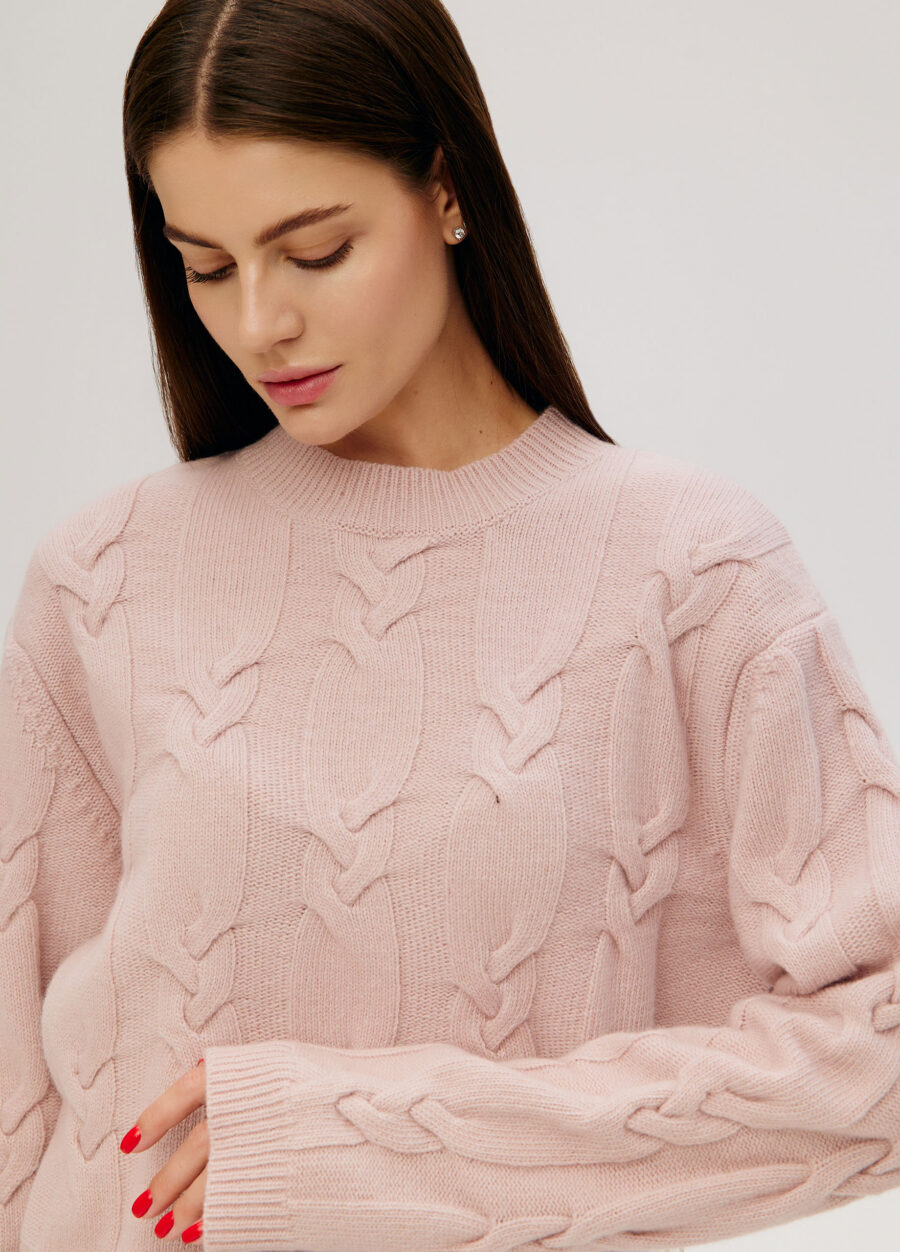 JUMPER PINK women's lambswool cable knit 5121-Collections_Fall-Winter_2