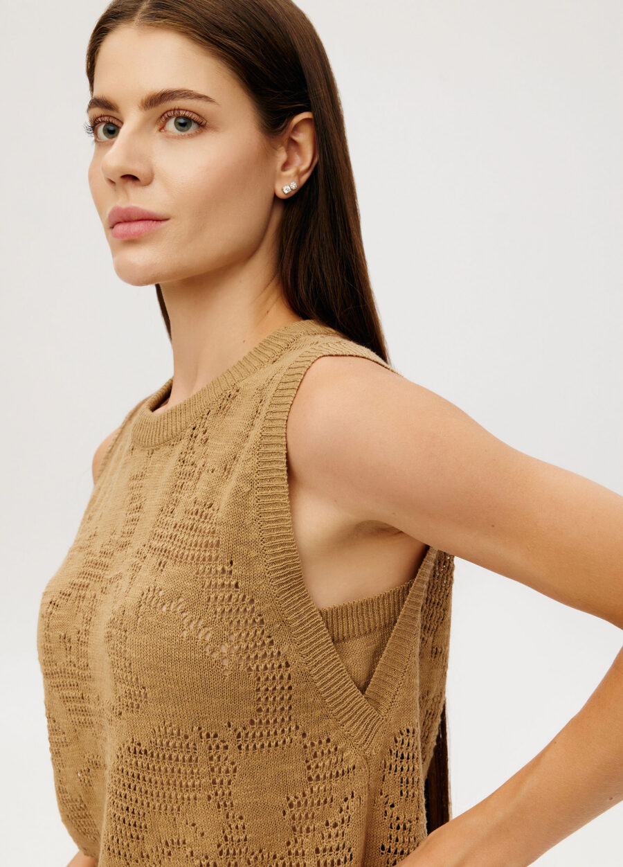 TOP BROWN linen tank 6019-Collections_Ready to Wear_2