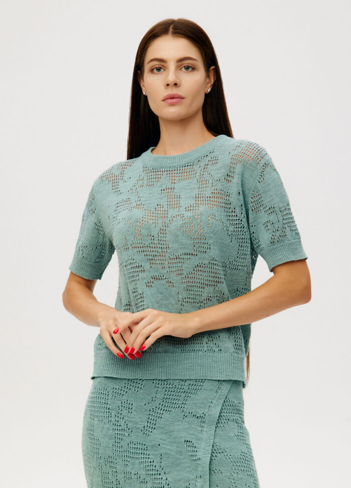 JUMPER EUCALYPTUS openwork with short sleeves 6021