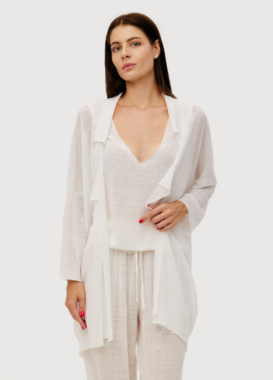 CARDIGAN WHITE linen open-front lightweight 6025-Collections_Jackets & Cardigans_4