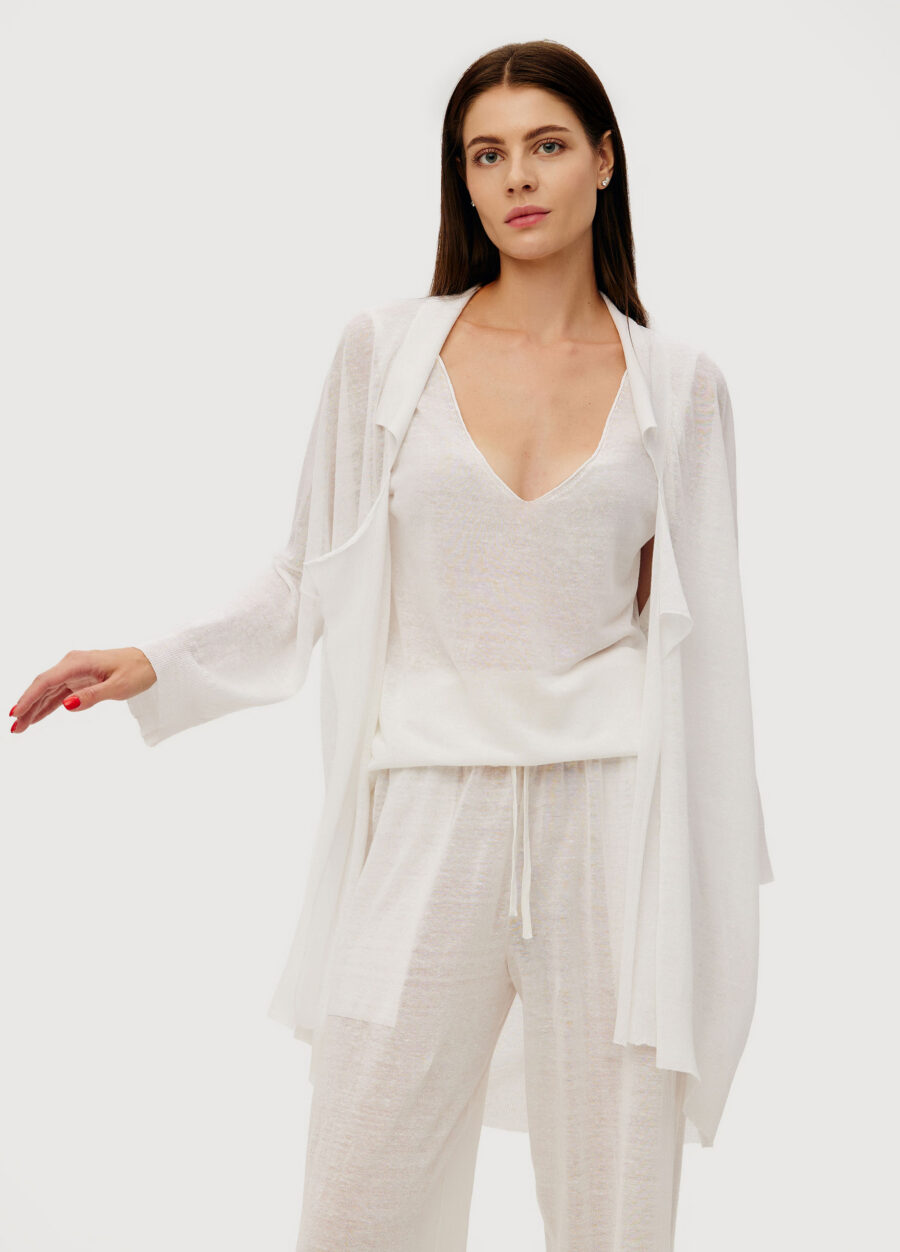 CARDIGAN WHITE linen open-front lightweight 6025-Collections_Jackets & Cardigans_1