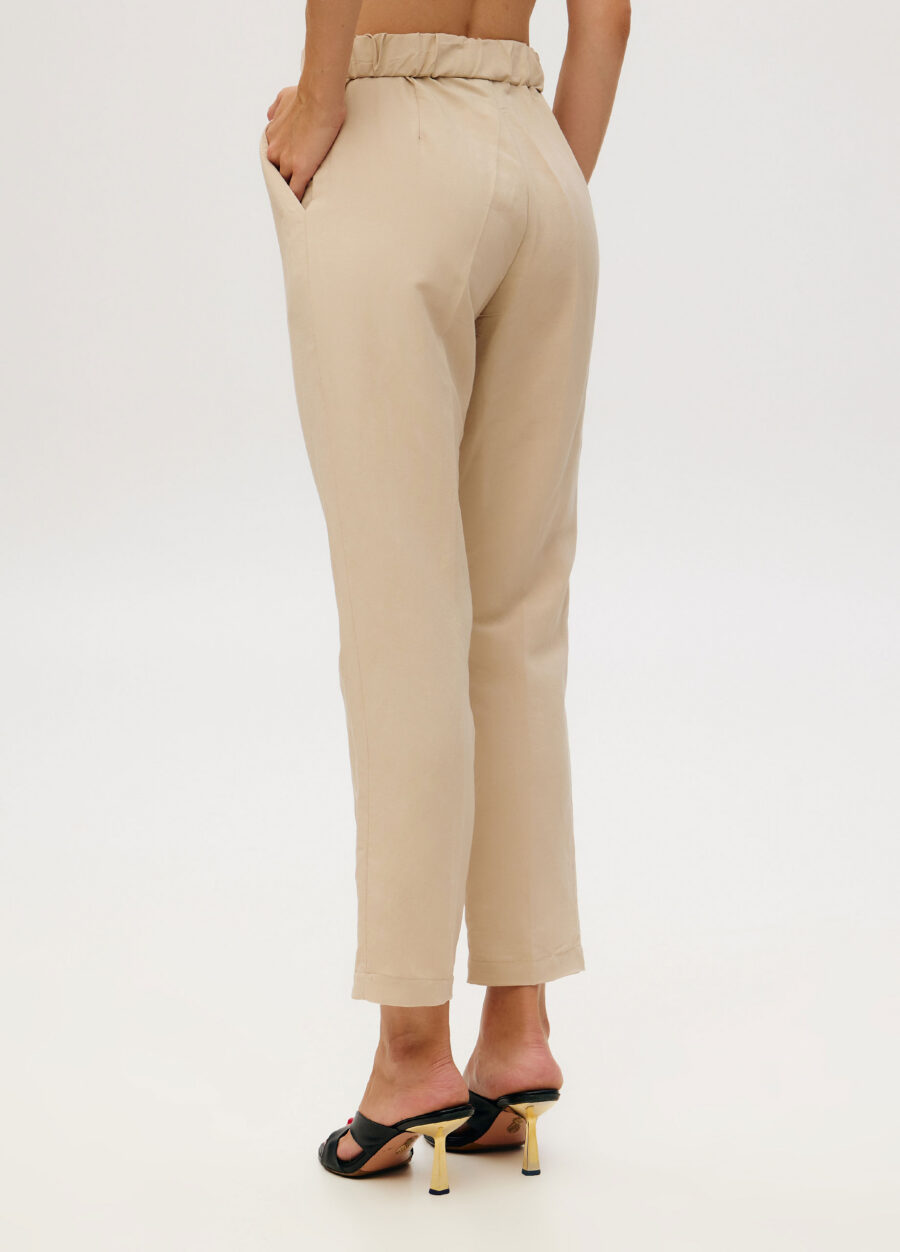 TROUSERS BEIGE summer viscose and linen elastic waist 6028-Collections_Ready to Wear_4