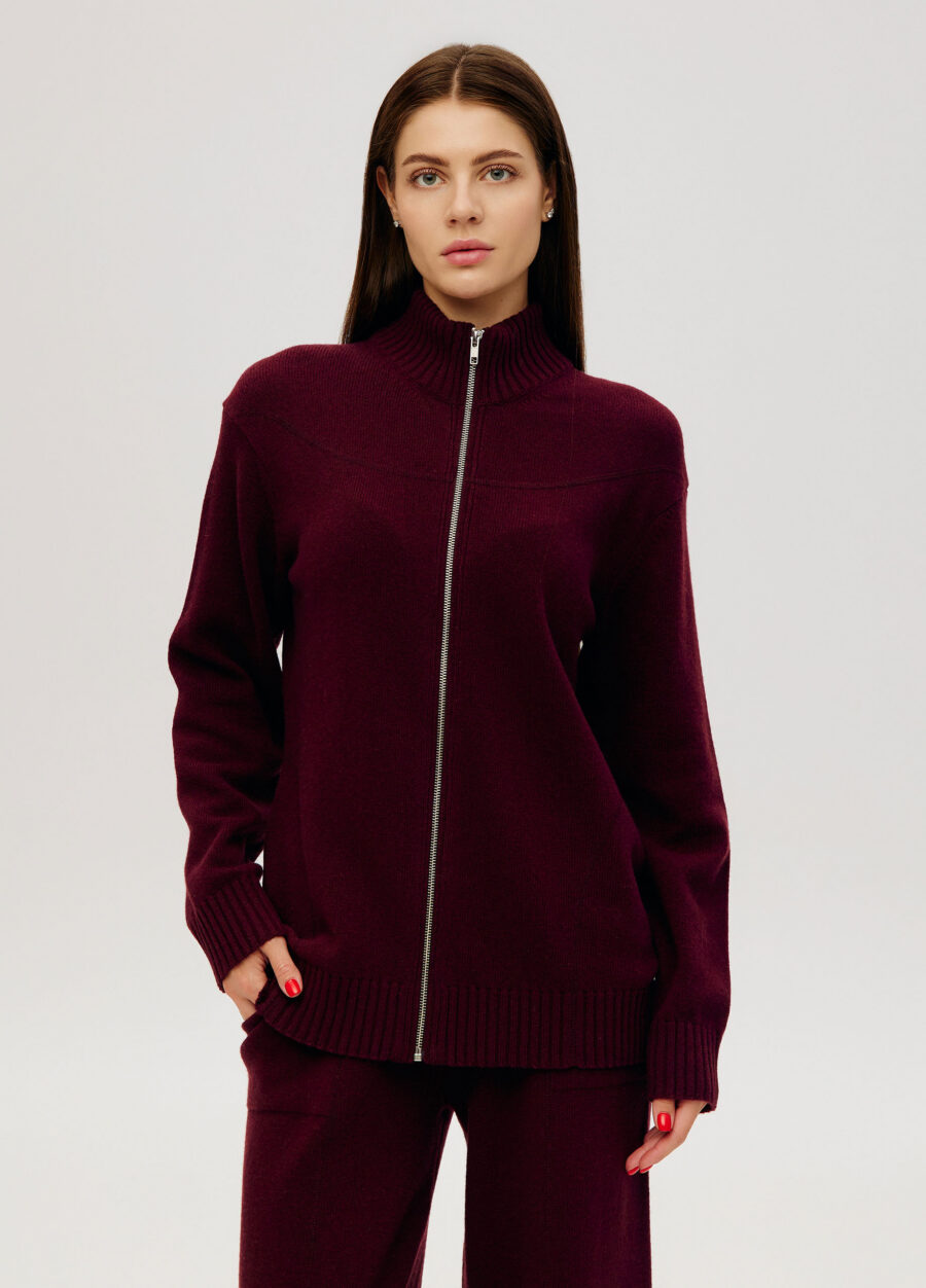 CARDIGAN BURGUNDY zipper jacket lamb's wool 6031-Collections_Fall-Winter_1