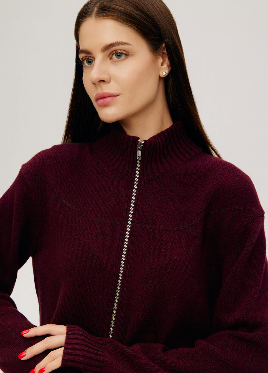 CARDIGAN BURGUNDY zipper jacket lamb's wool 6031-Collections_Fall-Winter_2