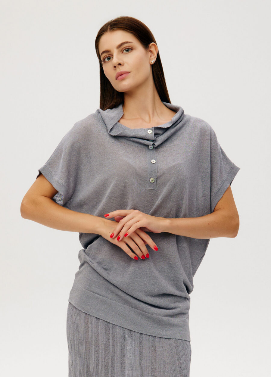 JUMPER BLUE linen longline buttoned  6033-Collections_Ready to Wear_3