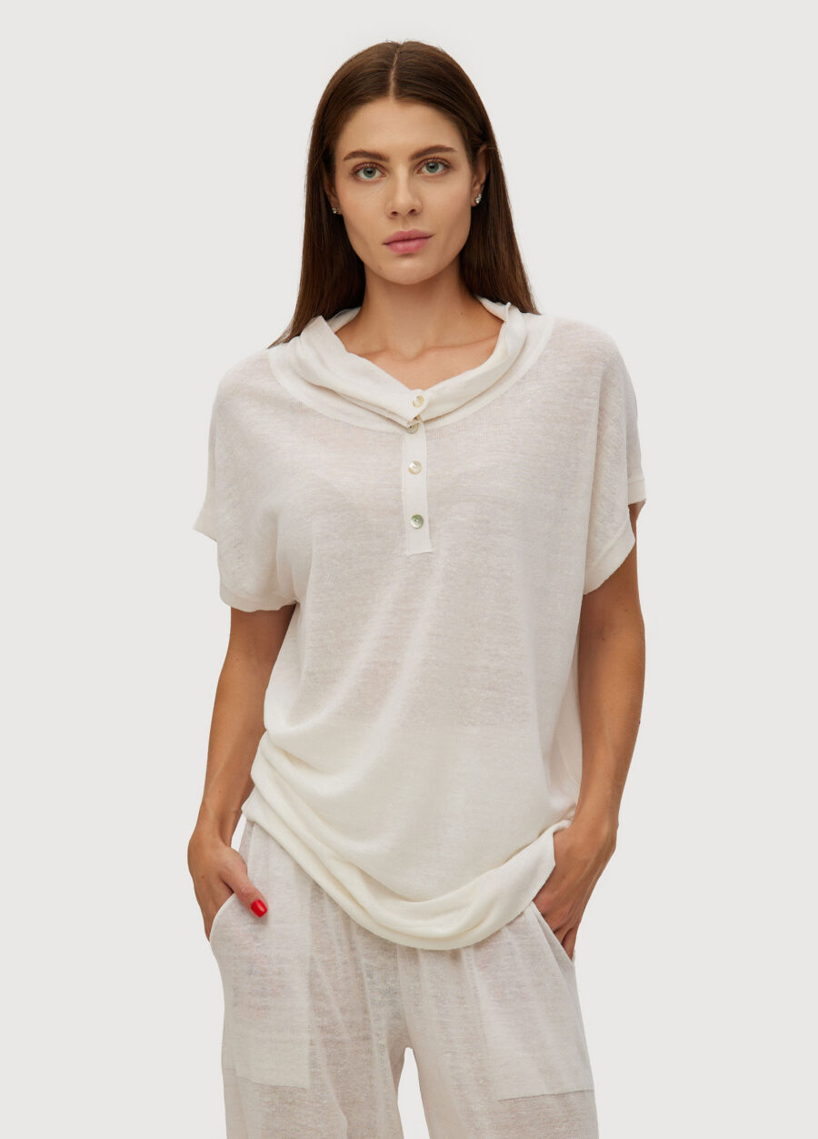 JUMPER WHITE linen longline buttoned  6033-Collections_Ready to Wear_1