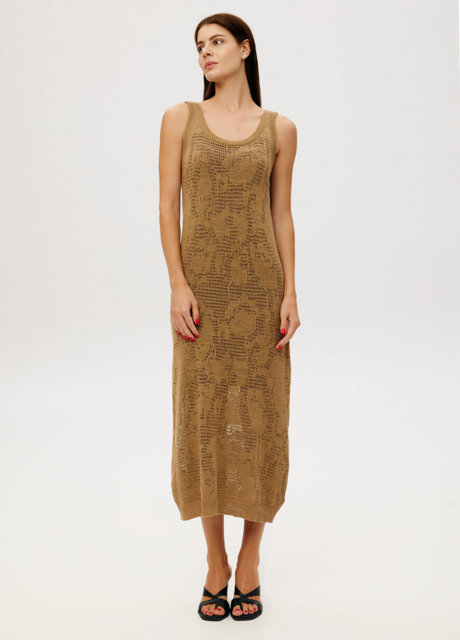 DRESS BROWN summer open-knit linen blend  6040-Collections_Dresses_1