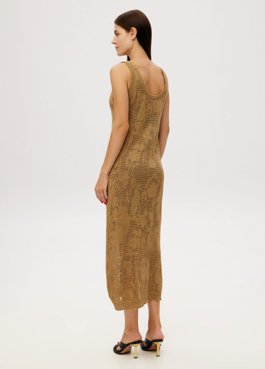 DRESS BROWN summer open-knit linen blend  6040-Collections_Dresses_3