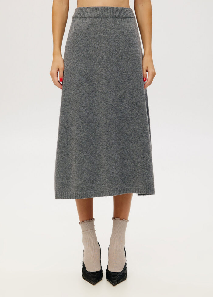 SKIRT GREY lambswool midi 6045