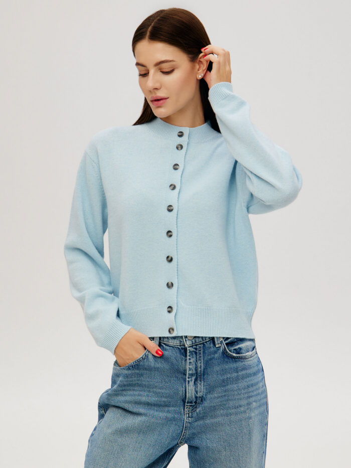 JACKET BLUE lambswool buttoned 6046