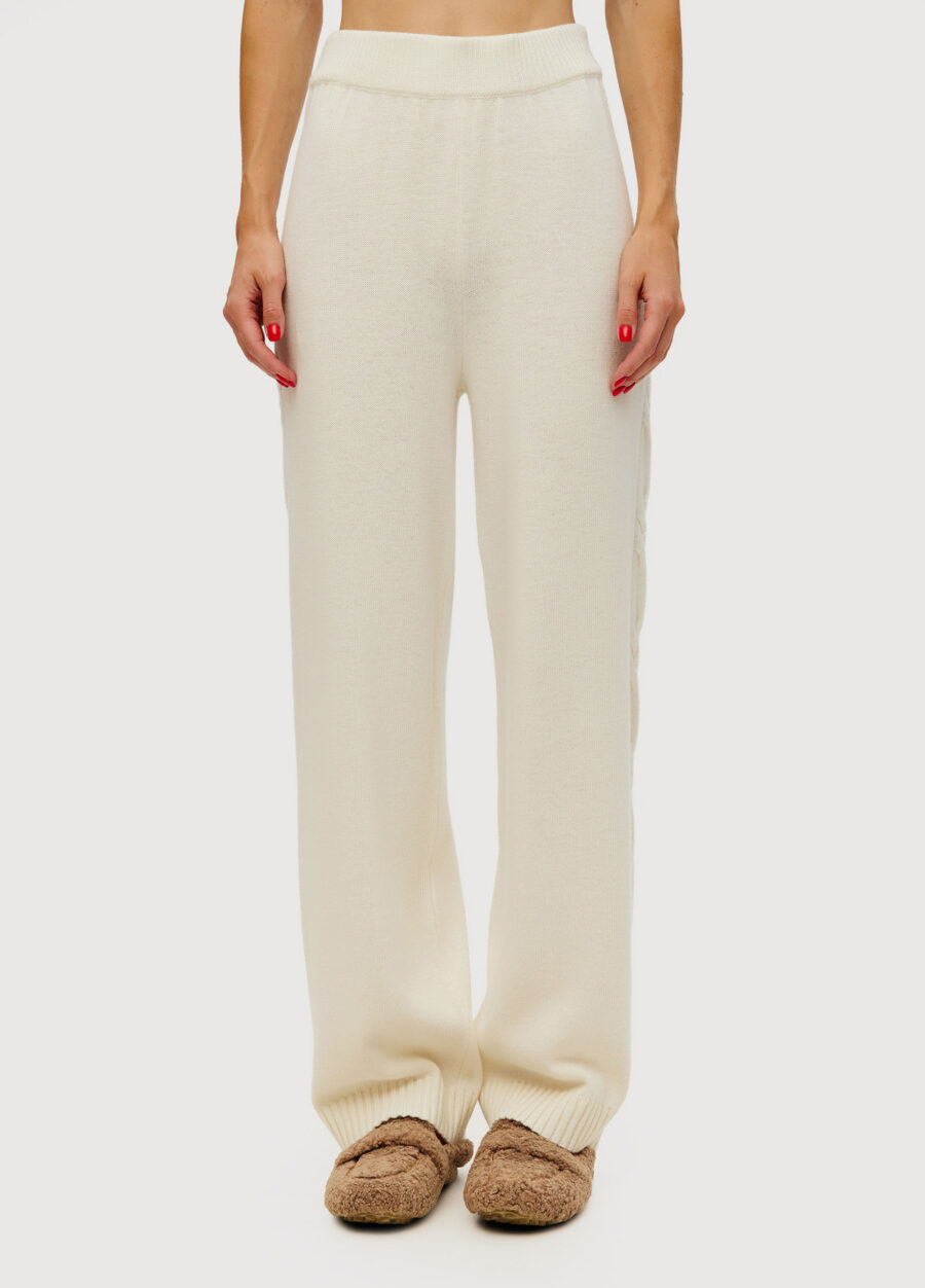 TROUSERS MILK knit ribbed cable 6049-Collections_Fall-Winter_1