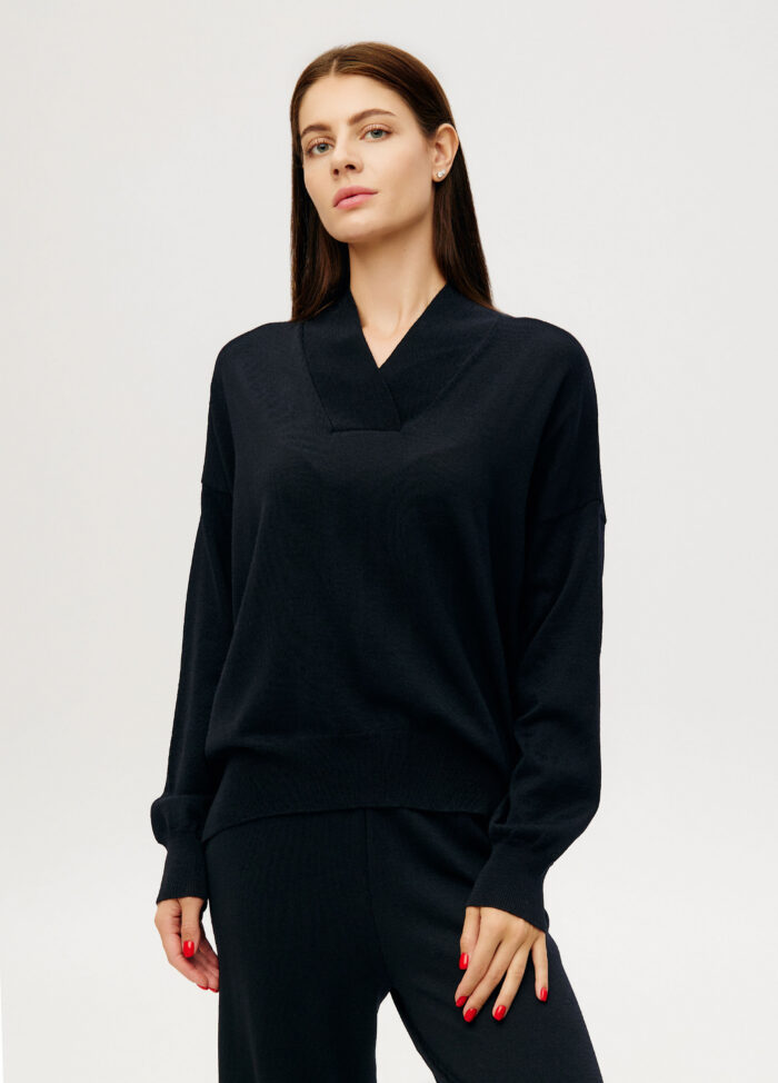 JUMPER BLACK 100% merino wool 6052